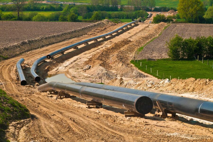 Pipeline running through agricultural area
