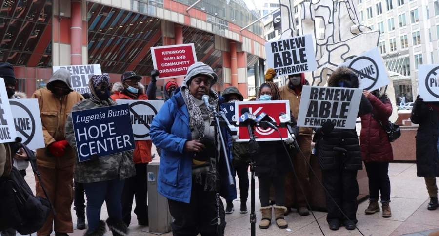 Dr. Jifunza Wright-Carter speaks at a protest