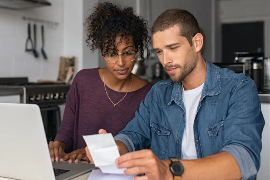 Customers read a utility bill